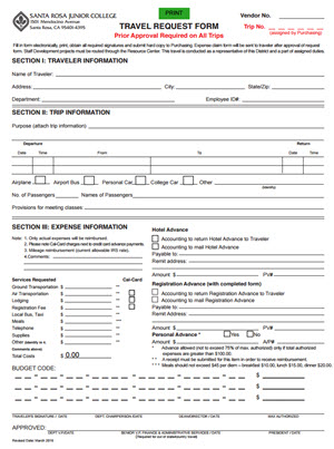 Travel request Form