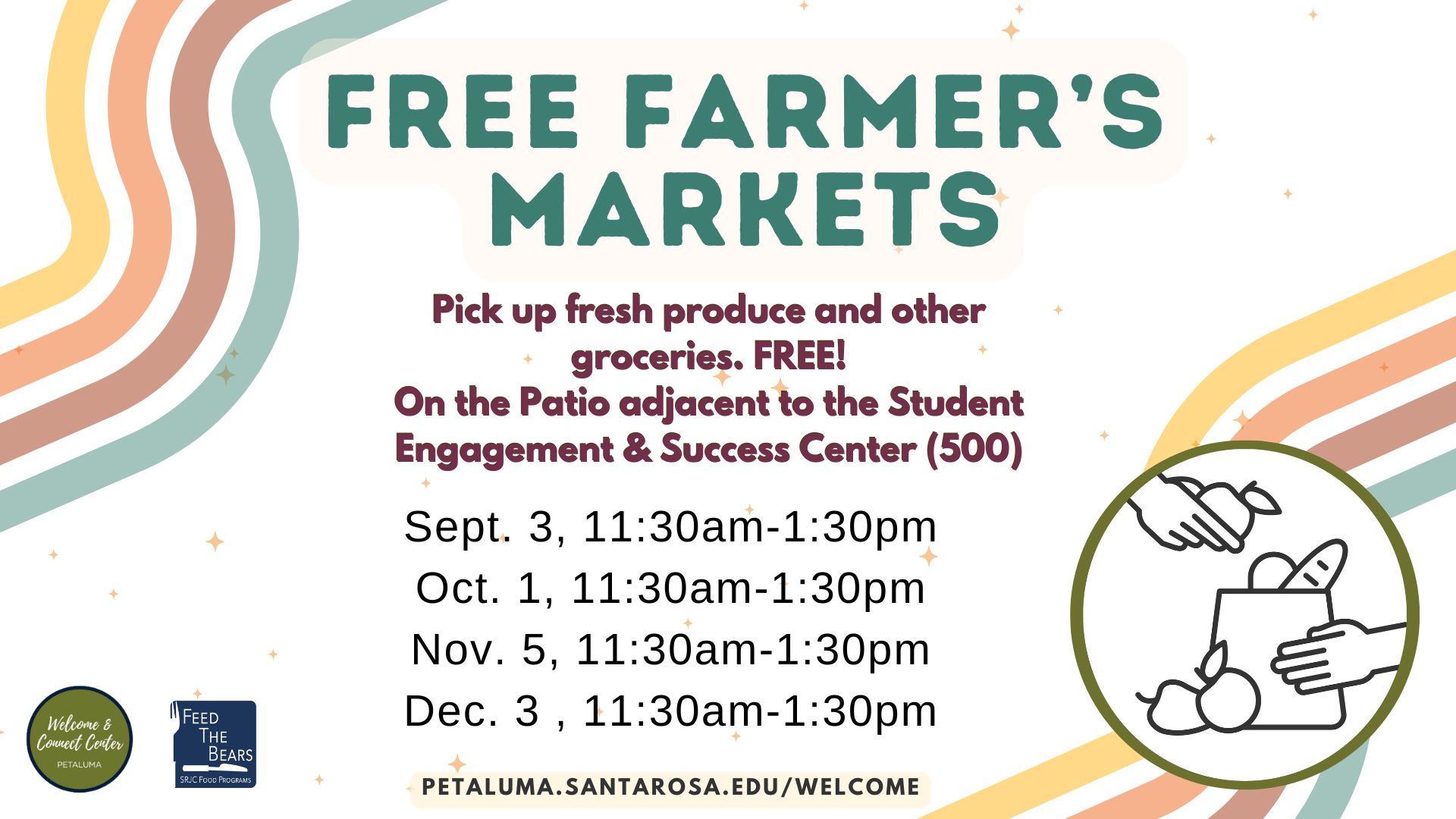 free farmer's market the first tuesday of each month, 11:30-1:30pm in outdoor canopy area