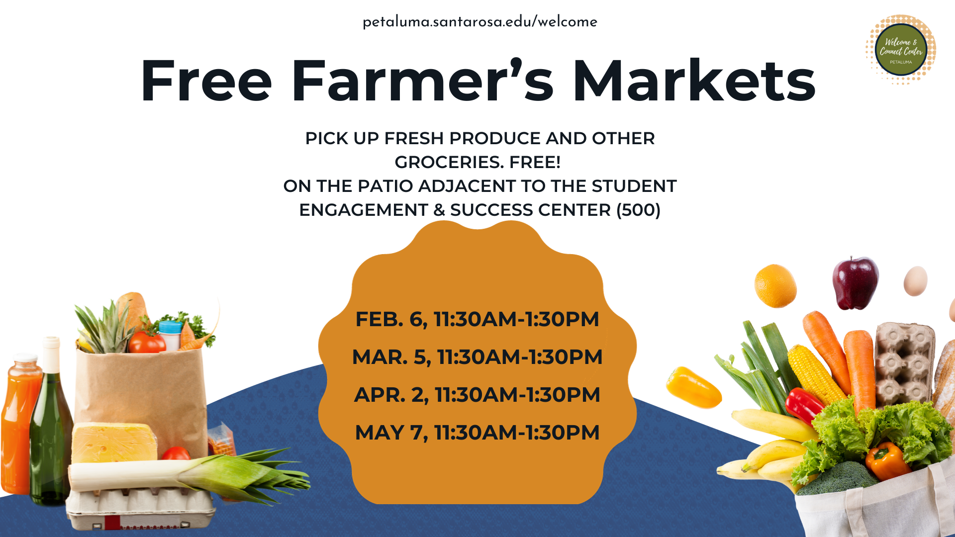 free farmer's market the first tuesday of each month, 11:30-1:30pm in outdoor canopy area