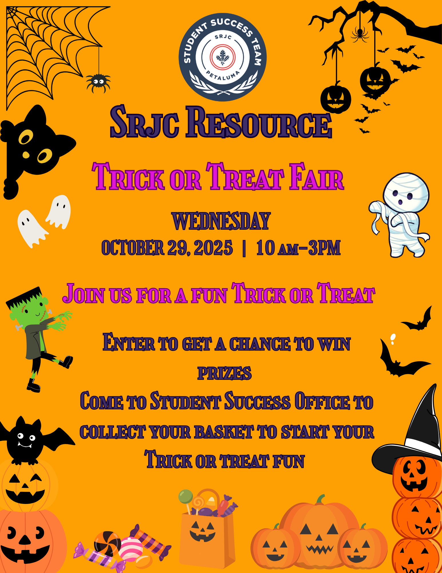 SRJC Trick or Treat resource fair flyer