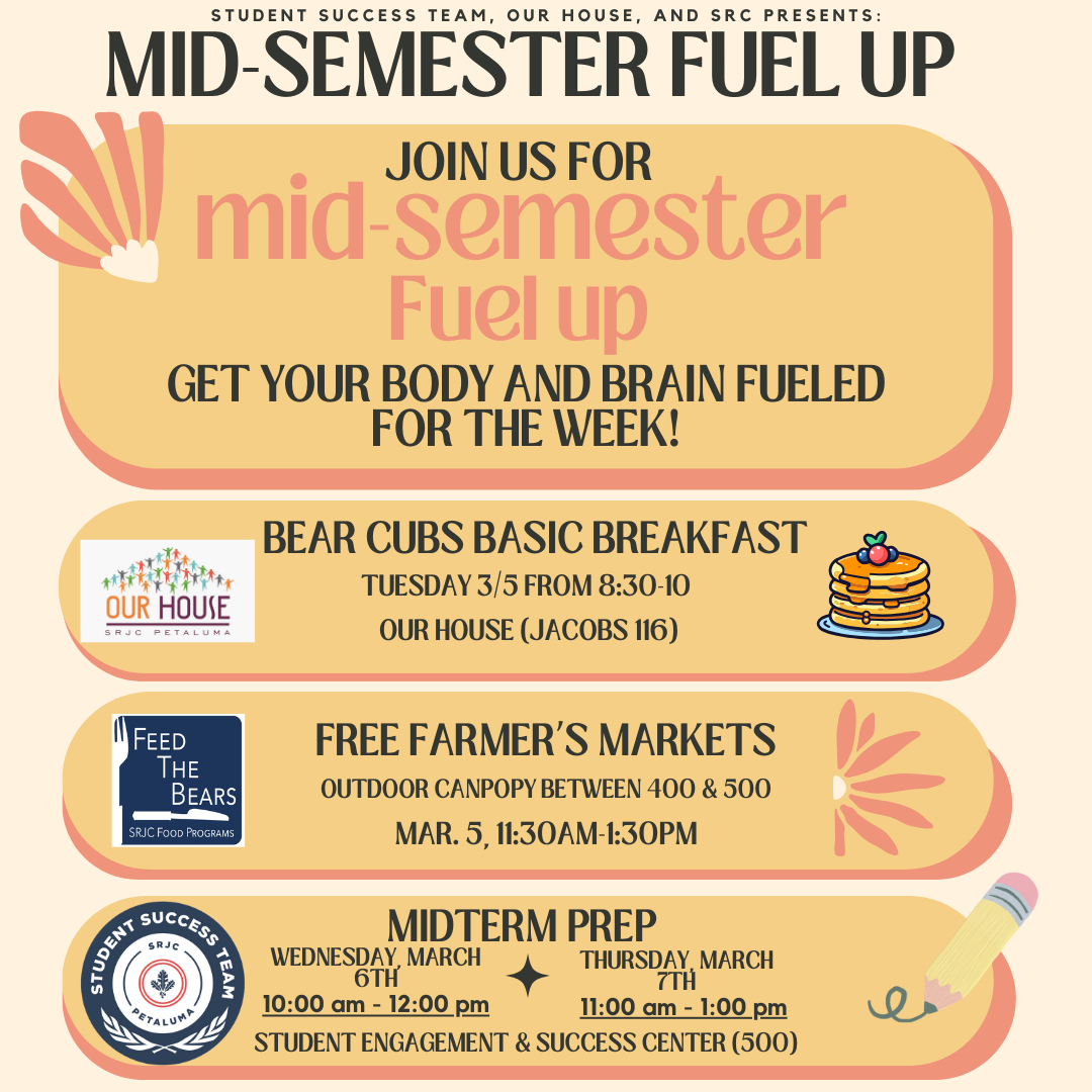 hot breakfast, midterm prep, and farmer's market 3/5-3/7