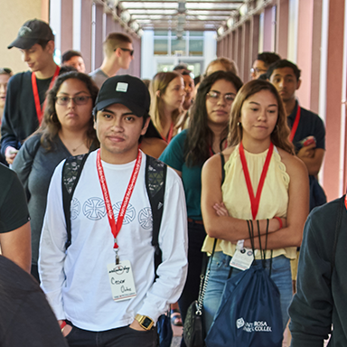 group of students walking