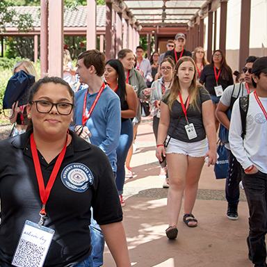 A group of students walking across the Petaluma campus